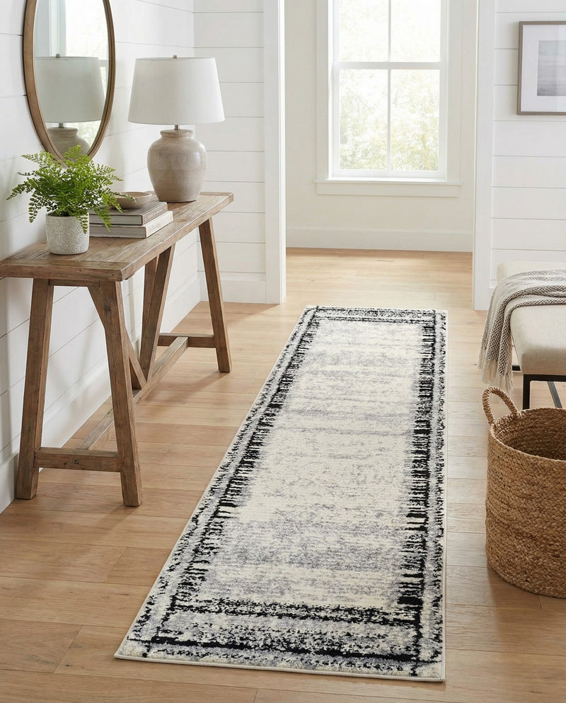 Marrakech Mosaic Collection Area Rug -  Sahara Runner Black and White  lifestyle 75