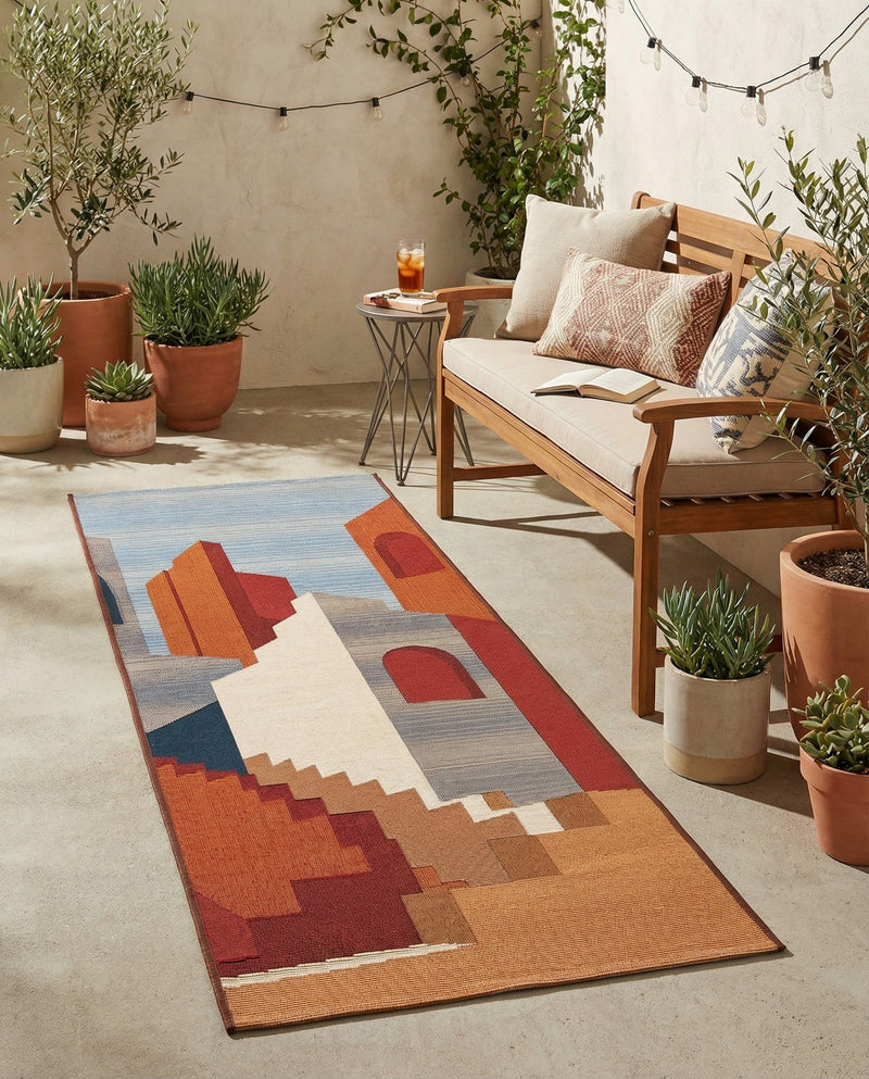 Urban Terrace Collection Area Rug -  Patio Runner Multi  lifestyle 35
