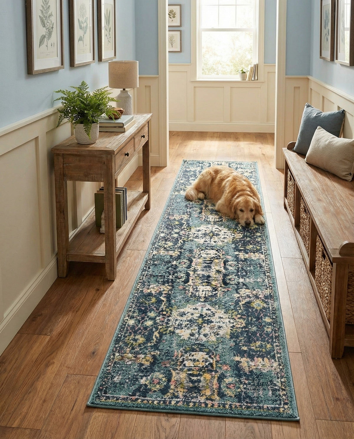 Savannah Elegance Collection Area Rug -  Azalea Runner Navy Blue  lifestyle 121