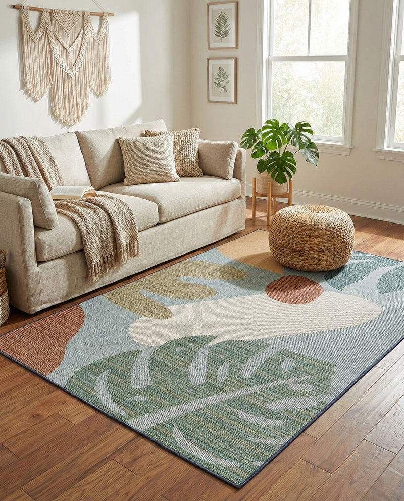 Coastal Terrace Collection Area Rug -  Boardwalk Rectangle Blue  lifestyle 8