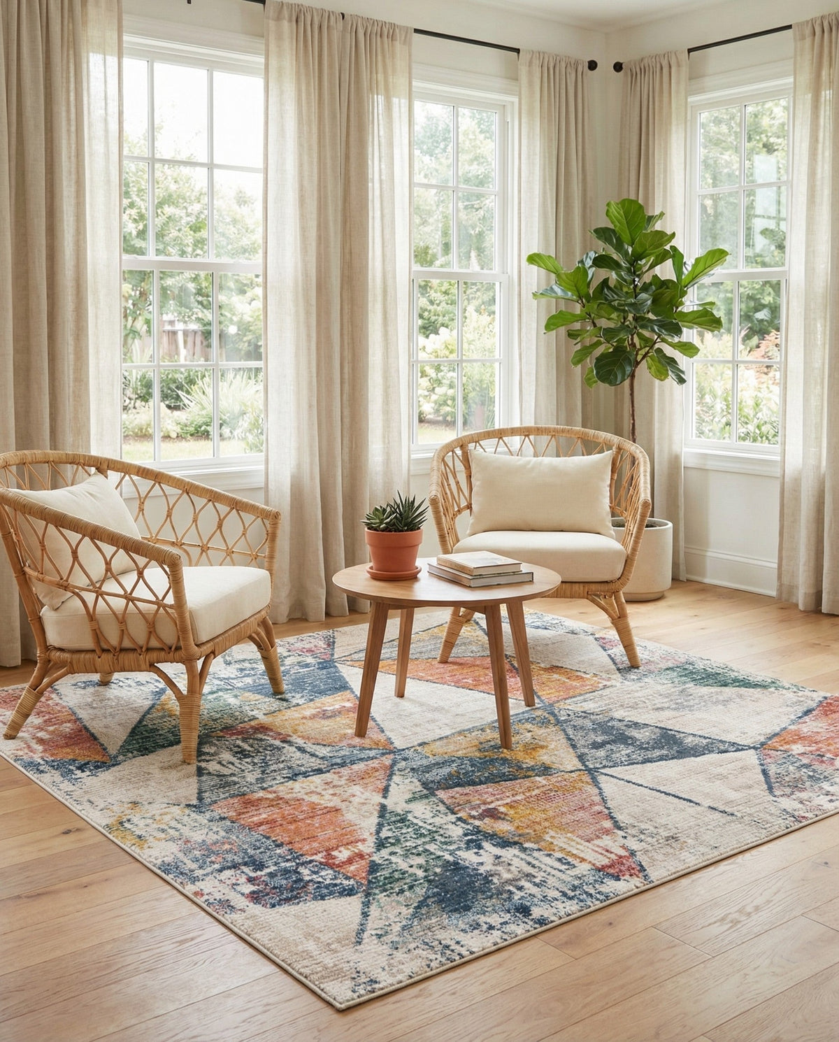 Jewel Oasis Collection Area Rug -  Topaz Square Multi  lifestyle 75