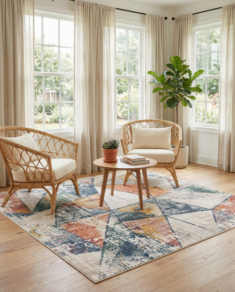 Jewel Oasis Collection Area Rug -  Topaz Square Multi  lifestyle 75