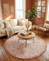 Tribal Terrace Treasures Collection Area Rug - Mayan Marina (Rust Red) Round Rust Red  lifestyle 77