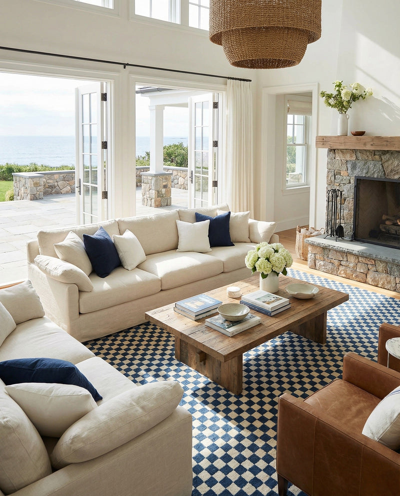 Shepherd's Glen Wool Collection Area Rug - Reykjavik Rectangle Blue and White  lifestyle 29