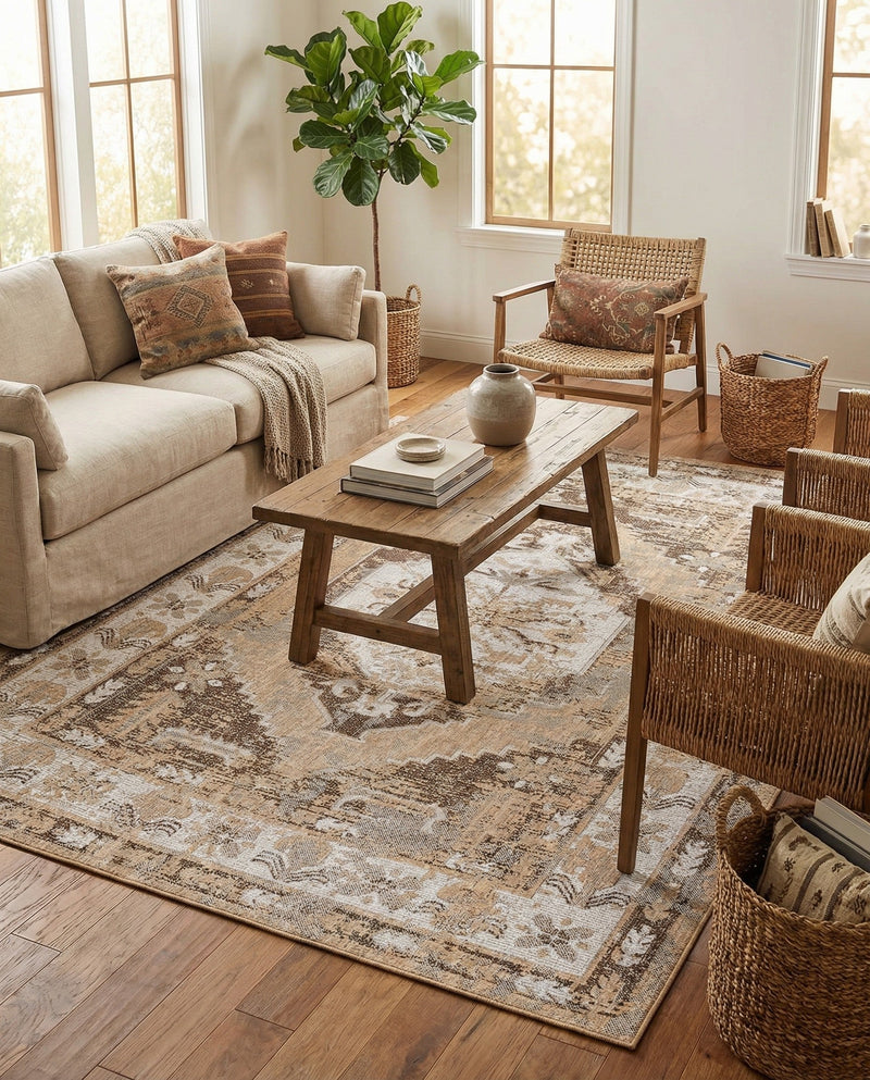 Patio Heritage Collection Area Rug -  Augusta (Natural) Rectangle Natural  lifestyle 28