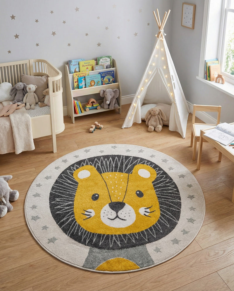 Wonder Tykes Collection Area Rug -  Festive. Round Ivory  lifestyle 6