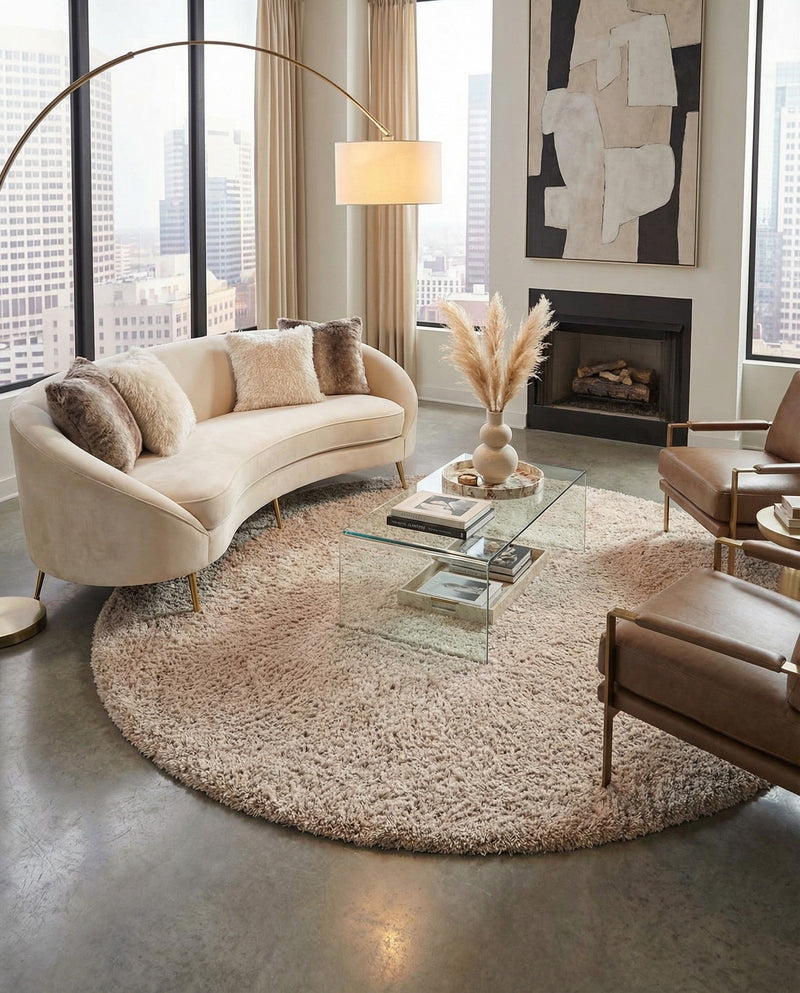 Majestic Manor Collection Area Rug - Versailles (Blonde) Round Blonde  lifestyle 44