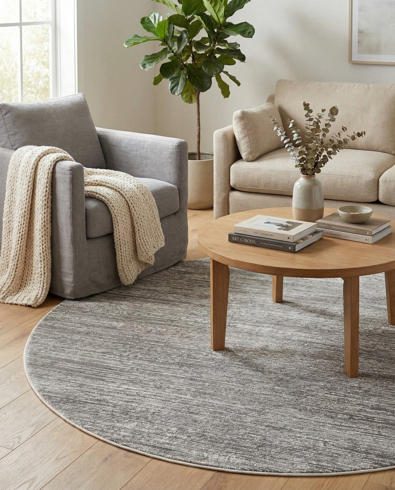 Bloomsbury Elegance Collection Area Rug -  Kensington (Gray) Round Gray  lifestyle 43