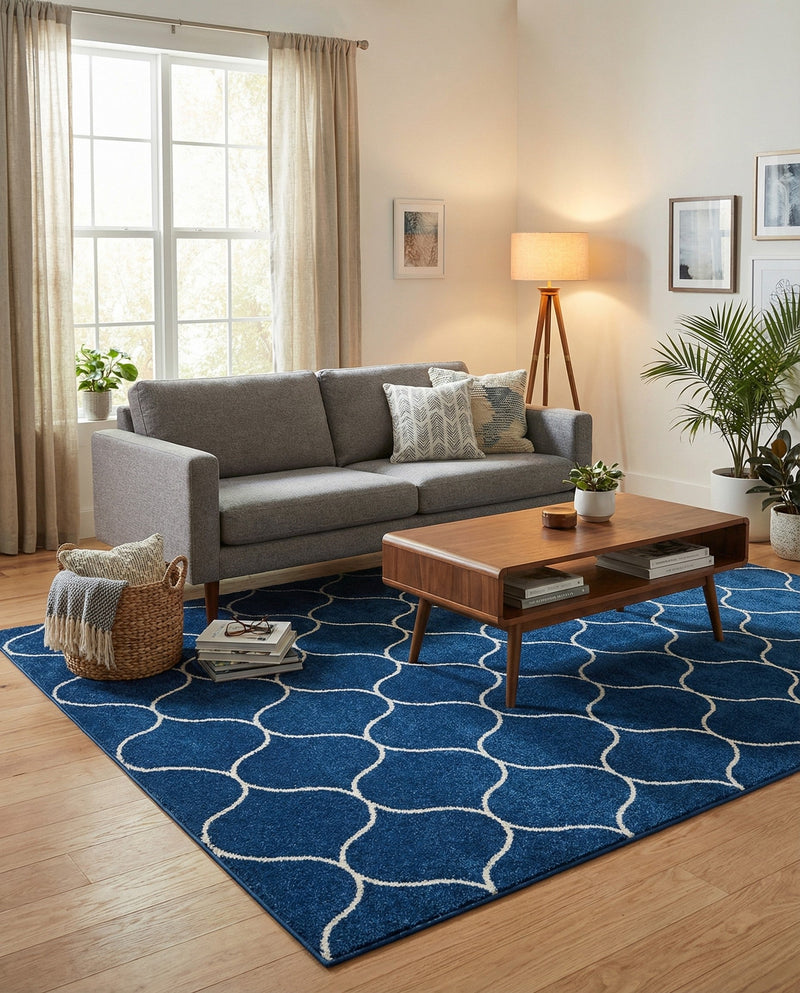 Trellis Mosaic Collection Area Rug -  Pergolatown (Navy Blue) Rectangle Navy Blue  lifestyle 7