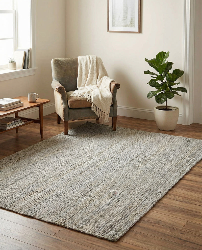 Woven Seaside Jute Collection Area Rug - Savannah (Gray) Rectangle Gray  lifestyle 4