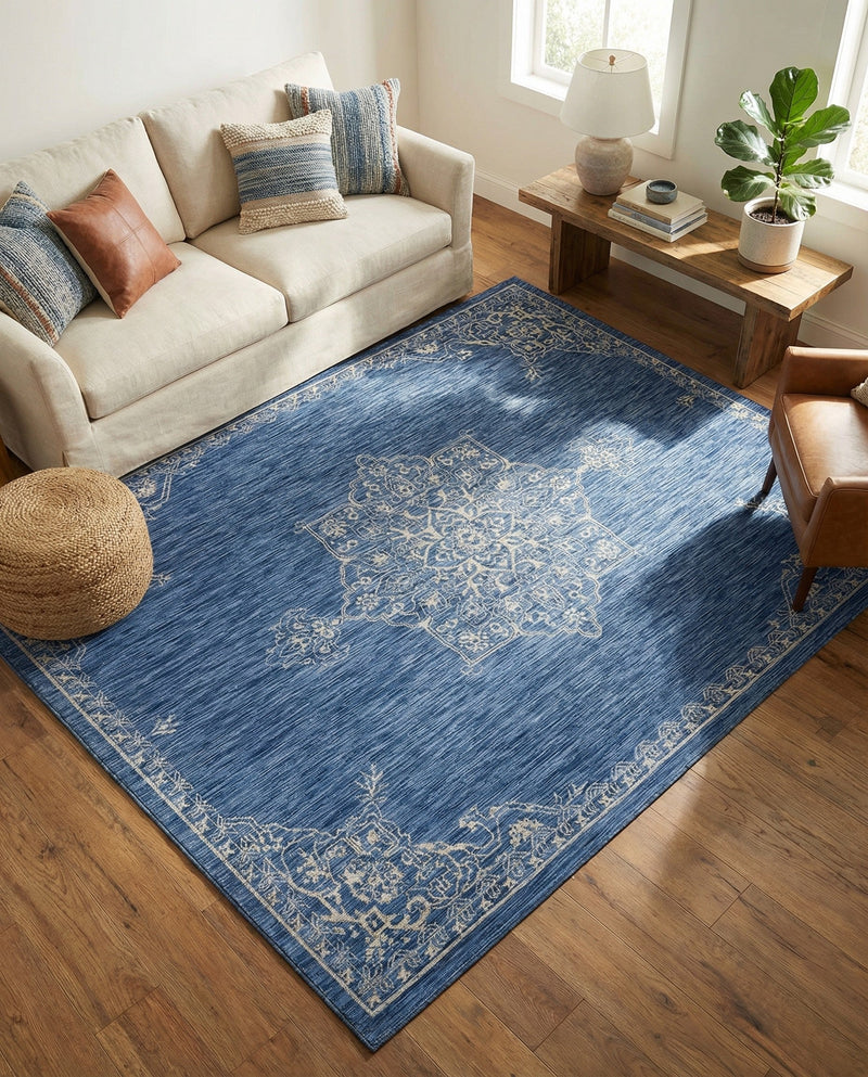 Patio Heritage Collection Area Rug -  Charleston (Blue) Rectangle Blue  lifestyle 5
