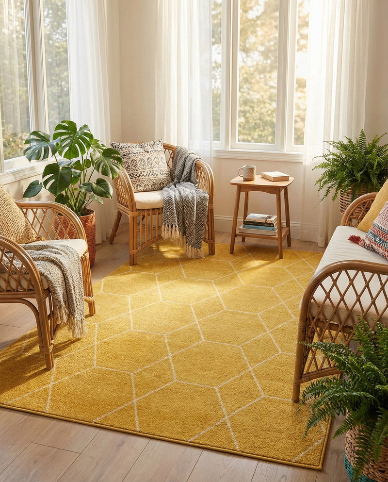 Trellis Mosaic Collection Area Rug - Arborville (Yellow) Rectangle Yellow  lifestyle 23