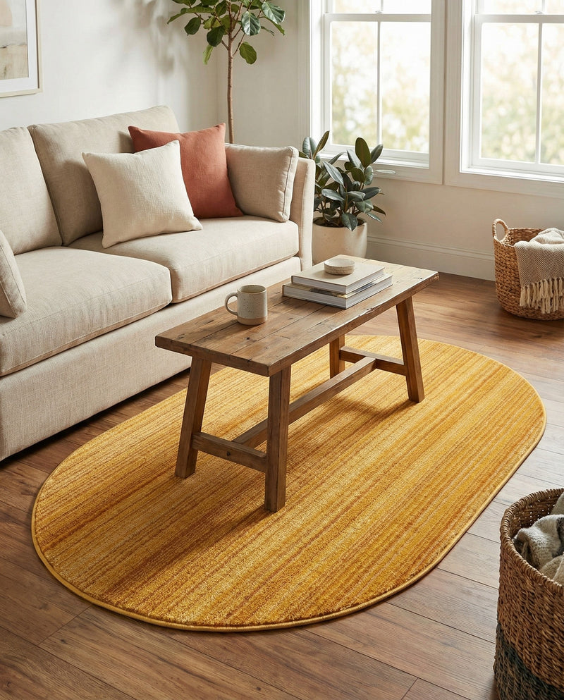 Jewel Oasis Collection Area Rug - Sapphire (Yellow) Oval Yellow  lifestyle 69