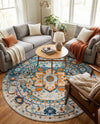 Parisian Elegance Collection Area Rug - Versailles (Teal) Round Teal  lifestyle 70