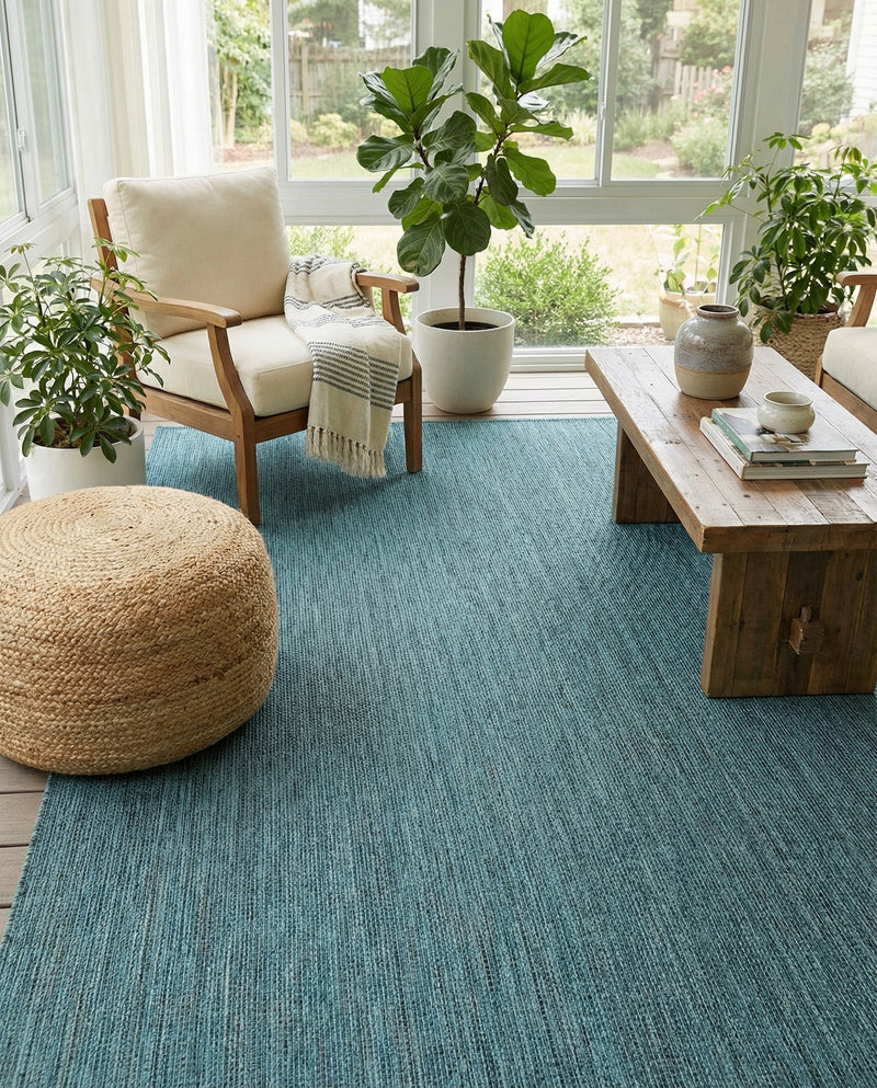 Seaside Serenity Collection Area Rug - Veranda (Teal) Rectangle Teal  lifestyle 20