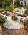 Patio Heritage Collection Area Rug -  Lafayette (Gray) Round Gray  lifestyle 52