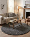 Plush Oasis Collection Area Rug - Serenity (Graphite Gray) Round Graphite Gray  lifestyle 27
