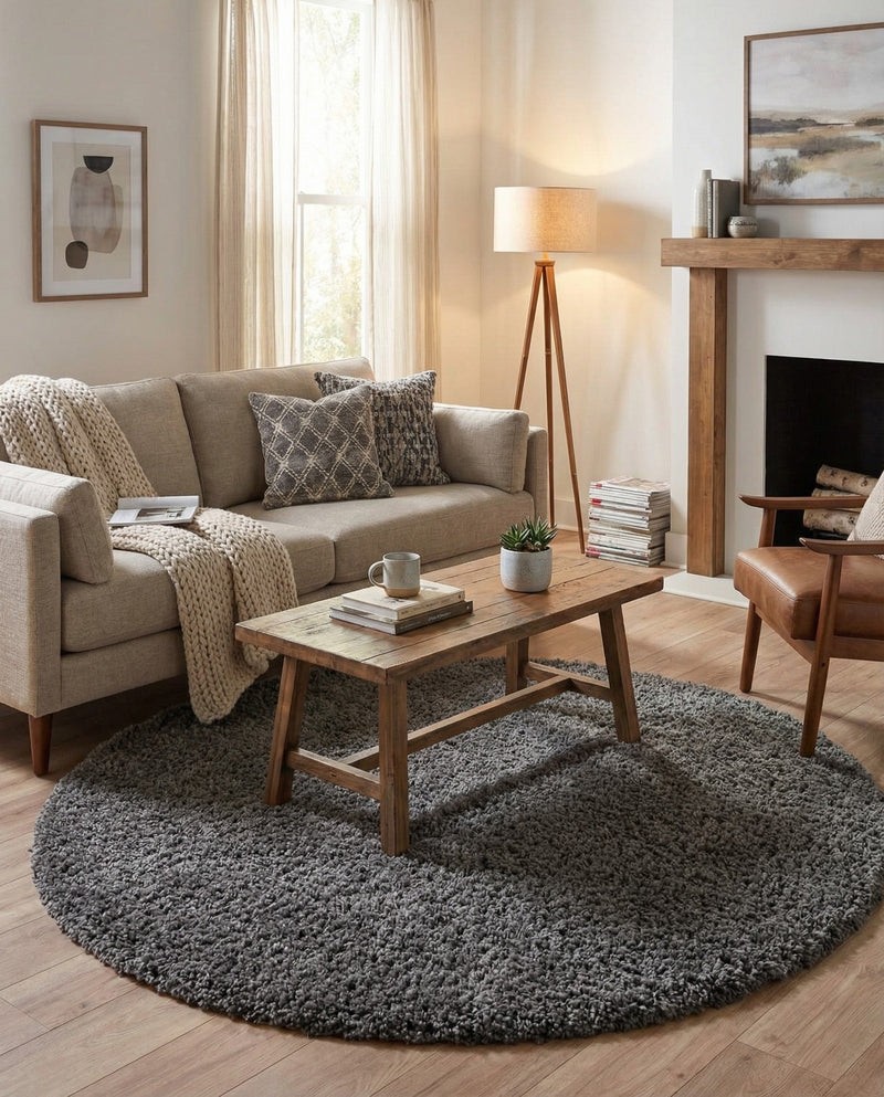 Plush Oasis Collection Area Rug - Serenity (Graphite Gray) Round Graphite Gray  lifestyle 27
