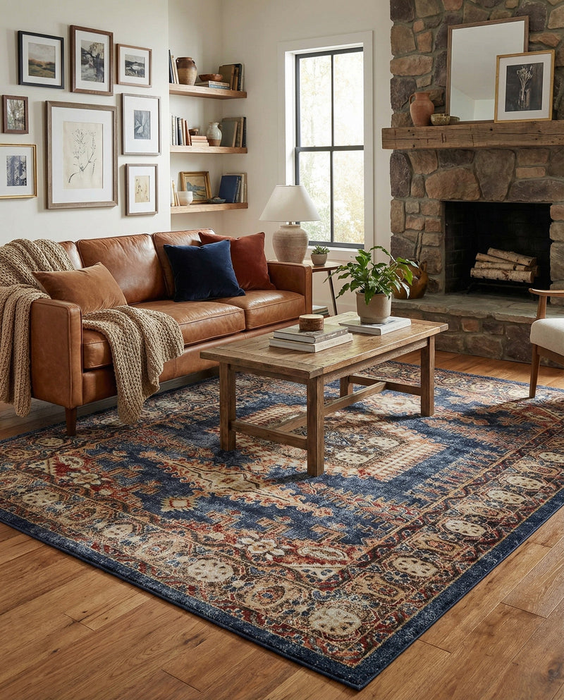 Eden Oasis Collection Area Rug -  Refuge (Blue) Rectangle Blue  lifestyle 7