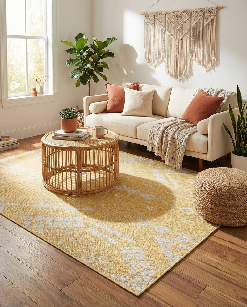Desert Nomad Terrace Collection Area Rug - Sahara (Yellow) Rectangle Yellow  lifestyle 4