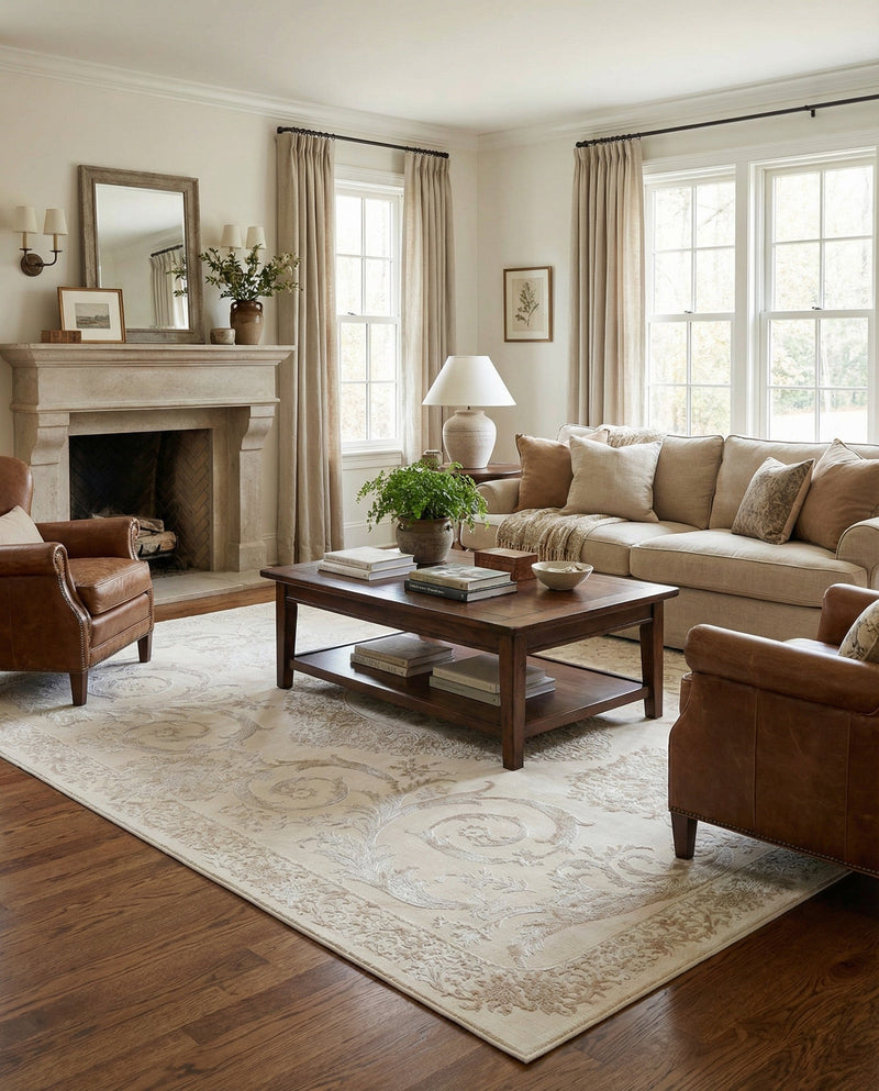 Bloomsbury Elegance Collection Area Rug - Mayfair Rectangle Ivory  lifestyle 20