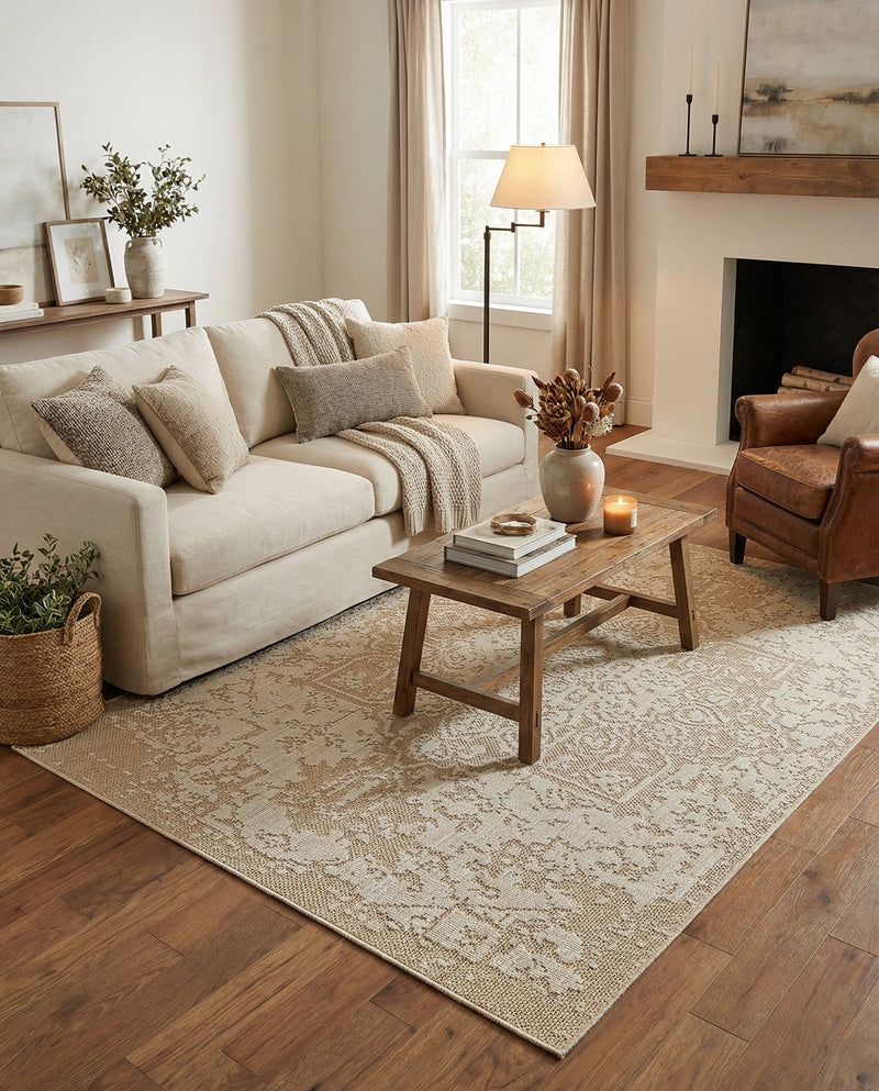 Patio Heritage Collection Area Rug - Santorini Rectangle Khaki  lifestyle 13