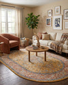 Seville Stripes Collection Area Rug - Cadiz (Yellow) Oval Yellow  lifestyle 59
