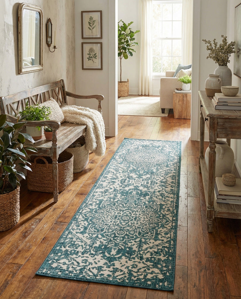 Urban Oasis Rugs Collection Area Rug -  Penthouse (Teal) Runner Teal  lifestyle 39