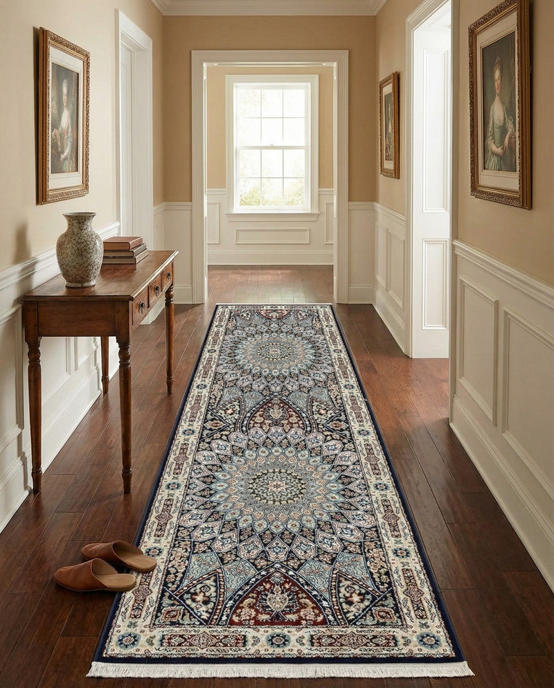 Persian Elegance Collection Area Rug -  Hamedan (Navy Blue) Runner Navy Blue  lifestyle 76
