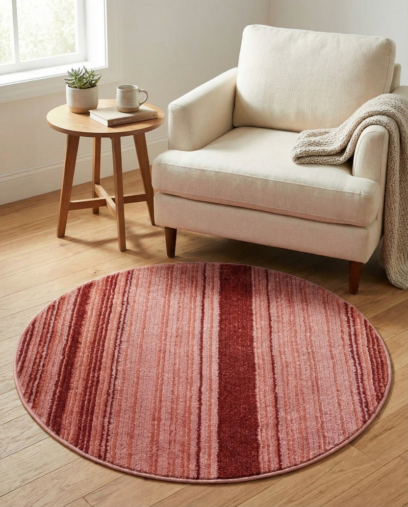 Jewel Oasis Collection Area Rug - Sapphire (Rusty Pink Rose) Round Rusty Pink Rose  lifestyle 49