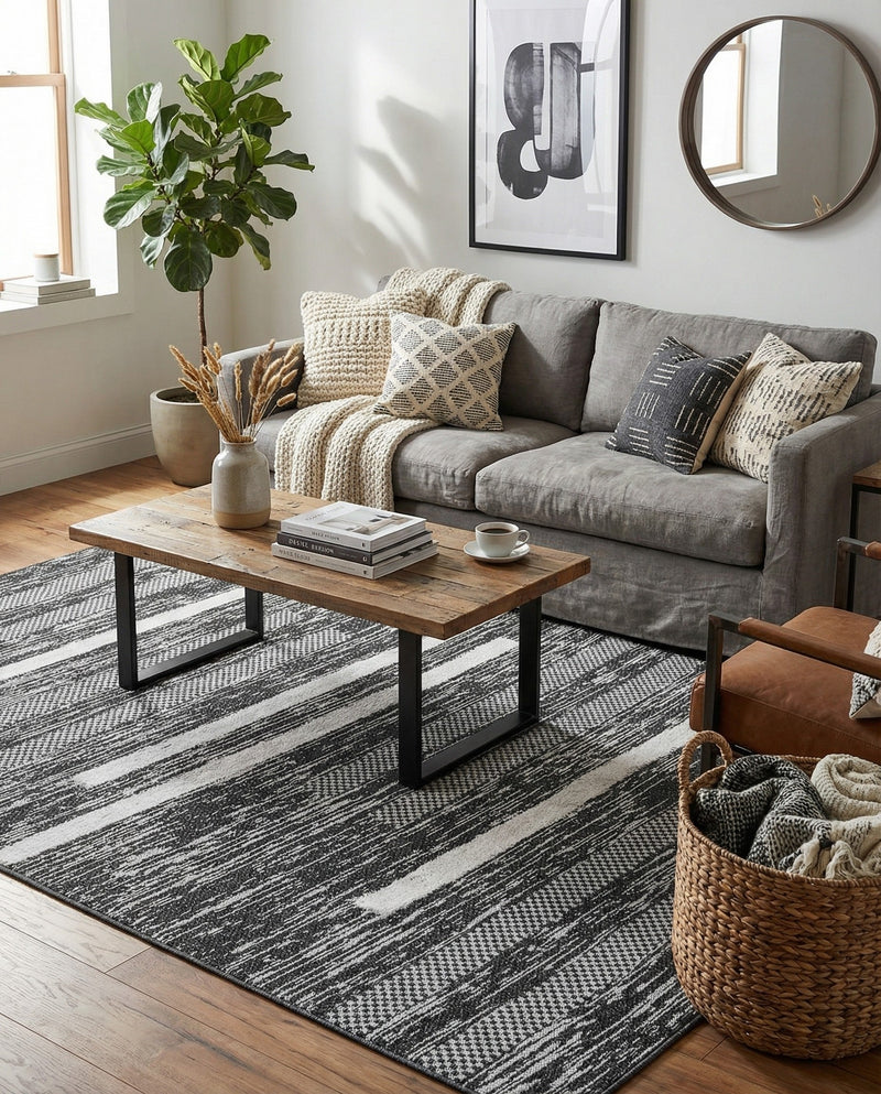 Cathedral Elegance Collection Area Rug - Chapel Rectangle Black  lifestyle 32