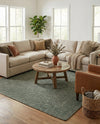 Highland Woven Jute Collection Area Rug - Glenmore (Green) Square Green  lifestyle 28