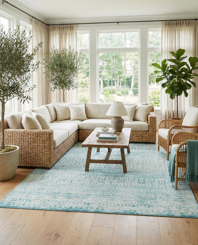 Metro Heights Collection Area Rug -  Chelsea Rectangle Teal  lifestyle 39