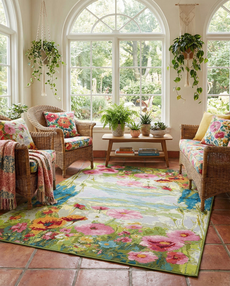 Seaside Blooms Collection Area Rug -  Amalfi Rectangle Multi  lifestyle 13