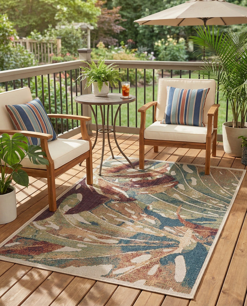 Coastal Terrace Collection Area Rug -  Wavecrest Rectangle Multi  lifestyle 21