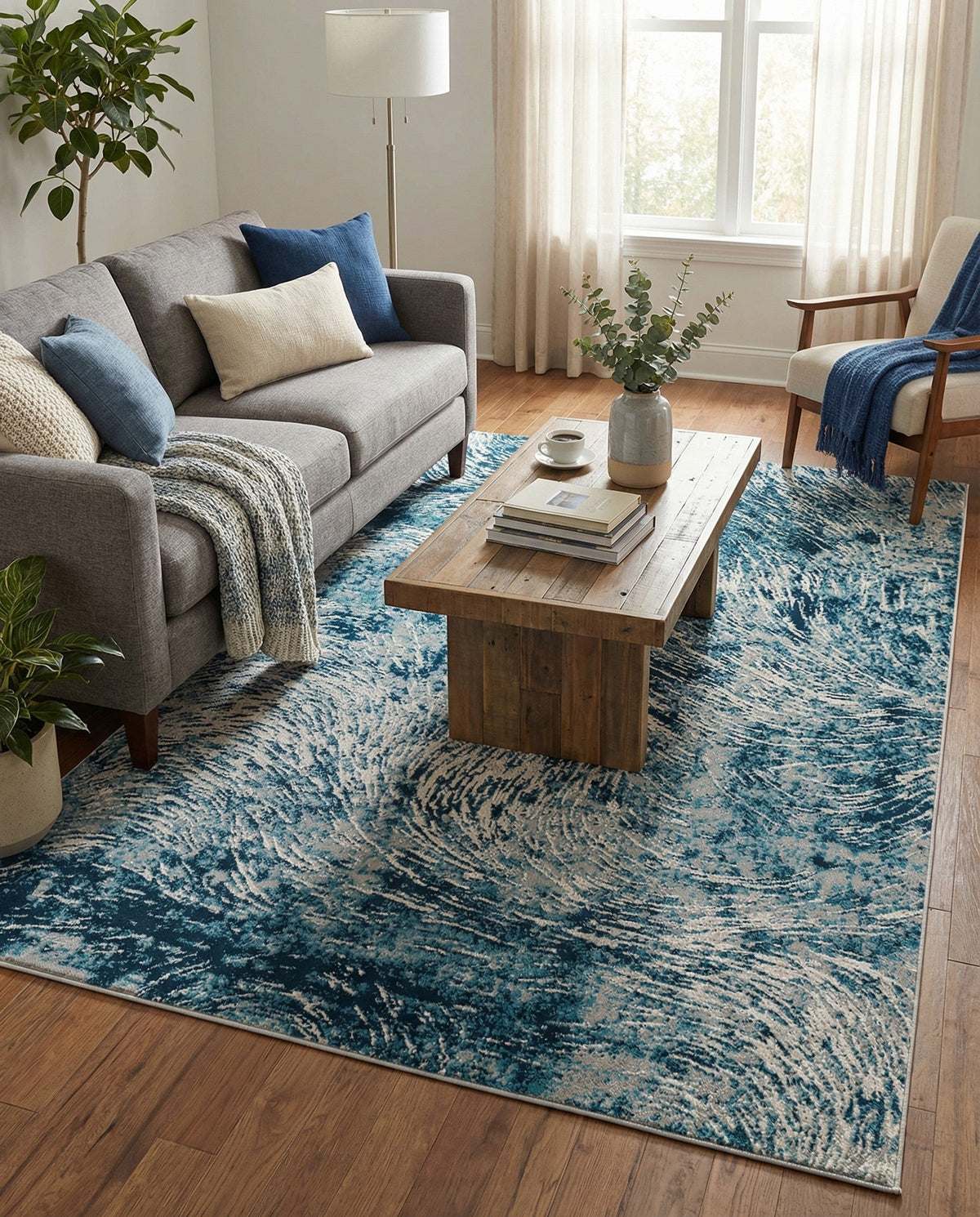 Serenity Sands Collection Area Rug -  Quietshore Rectangle Blue  lifestyle 10
