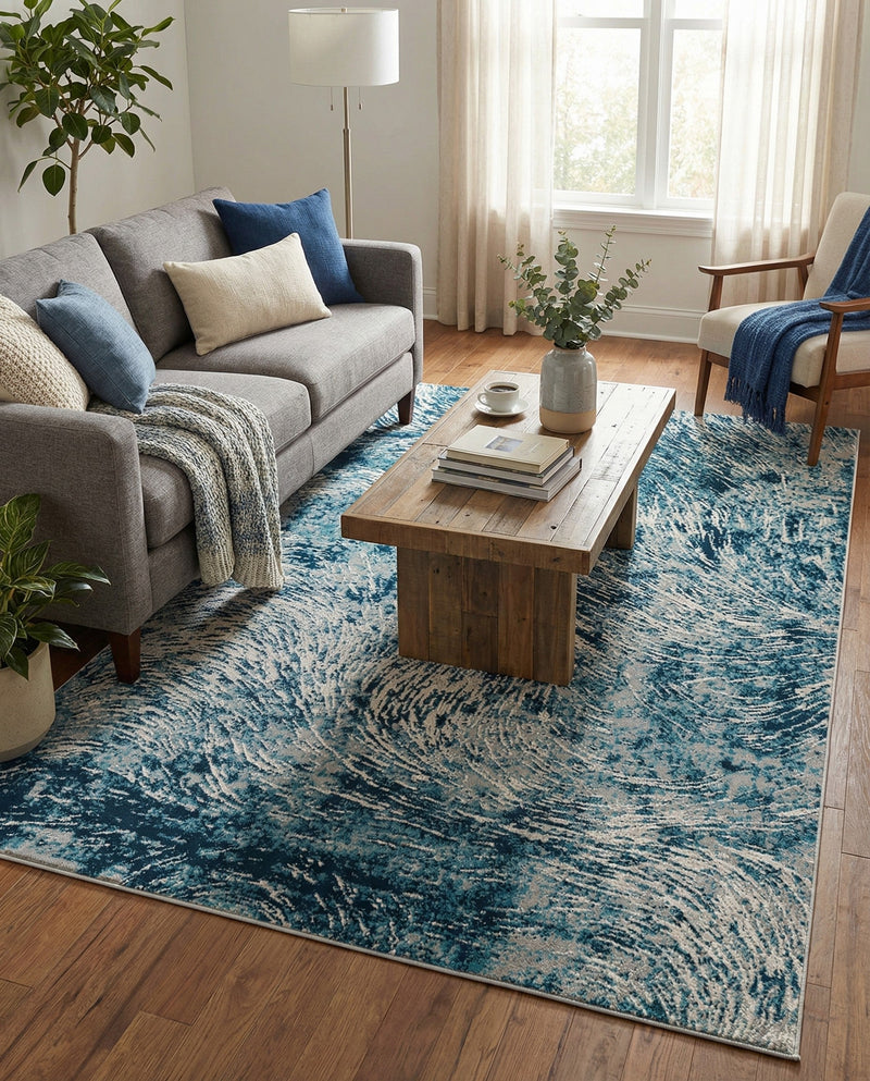 Serenity Sands Collection Area Rug -  Quietshore Rectangle Blue  lifestyle 10