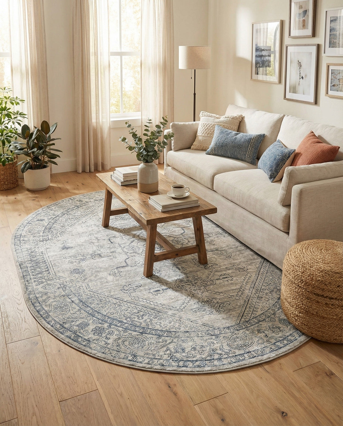 Coastal Haven Collection Area Rug -  Marina Oval Gray  lifestyle 192