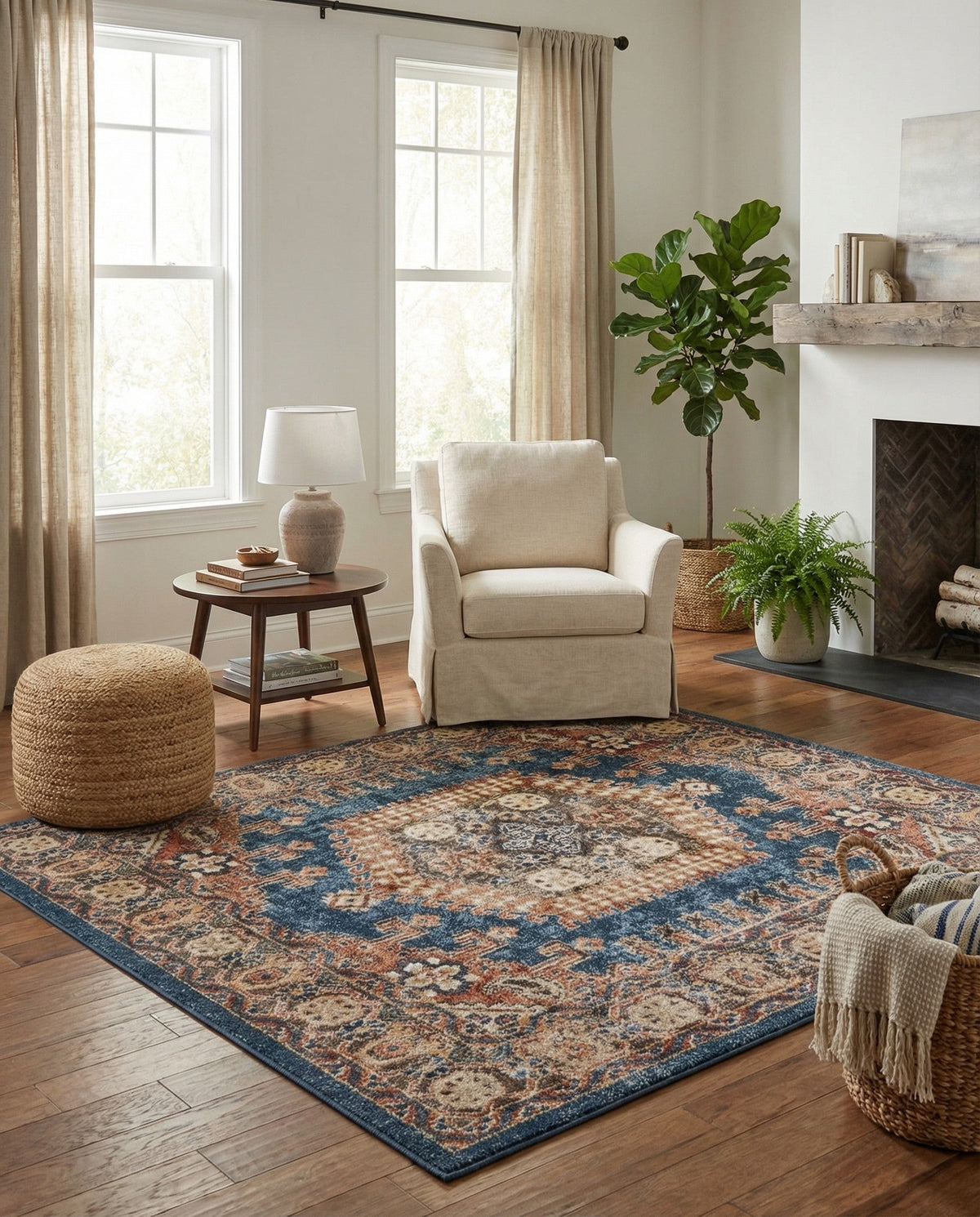 Eden Oasis Collection Area Rug -  Refuge (Blue) Square Blue  lifestyle 57