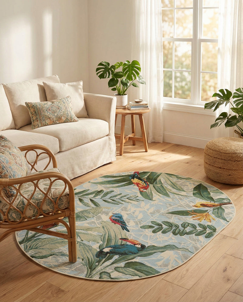 Seaside Blooms Collection Area Rug -  Tropic Oval Multi  lifestyle 35