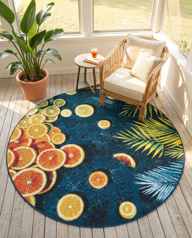 Seaside Haven Rugs Collection Area Rug -  Dunes Round Multi  lifestyle 70