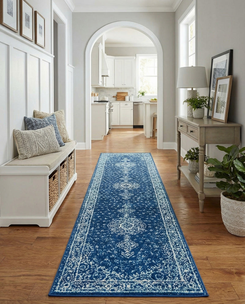 Dover Terrace Collection Area Rug - Marina (Navy Blue) Runner Navy Blue  lifestyle 42