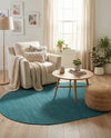Soho Elegance Collection Area Rug - Chelsea (Turquoise) Oval Turquoise  lifestyle 53