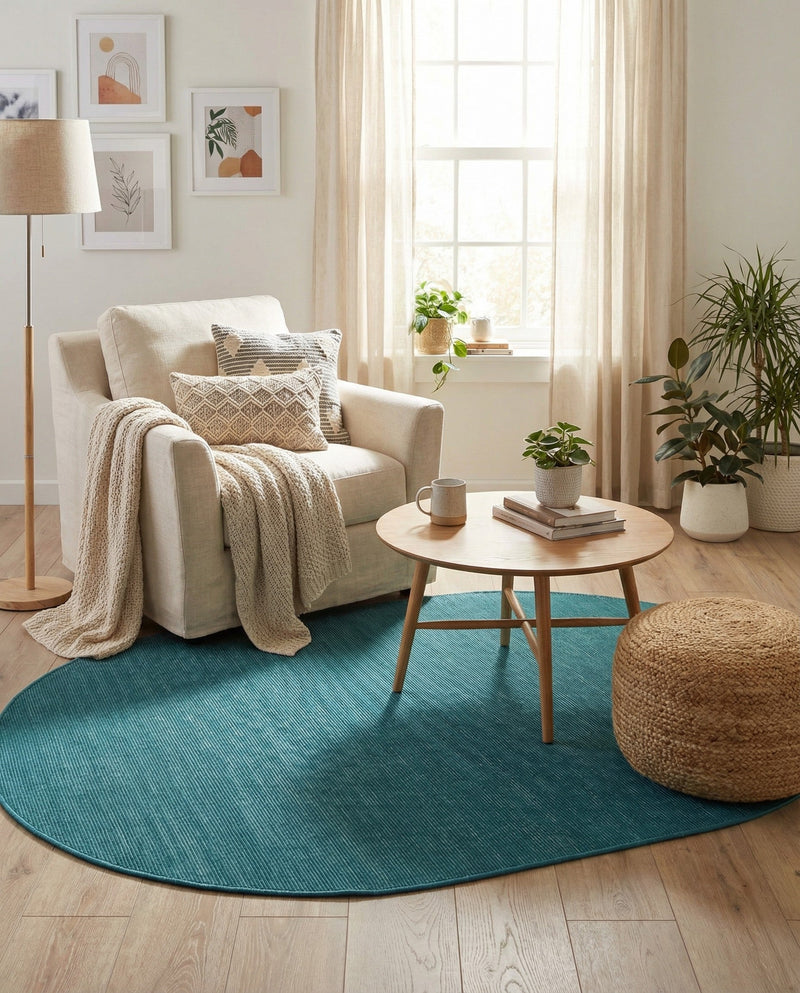 Soho Elegance Collection Area Rug - Chelsea (Turquoise) Oval Turquoise  lifestyle 53