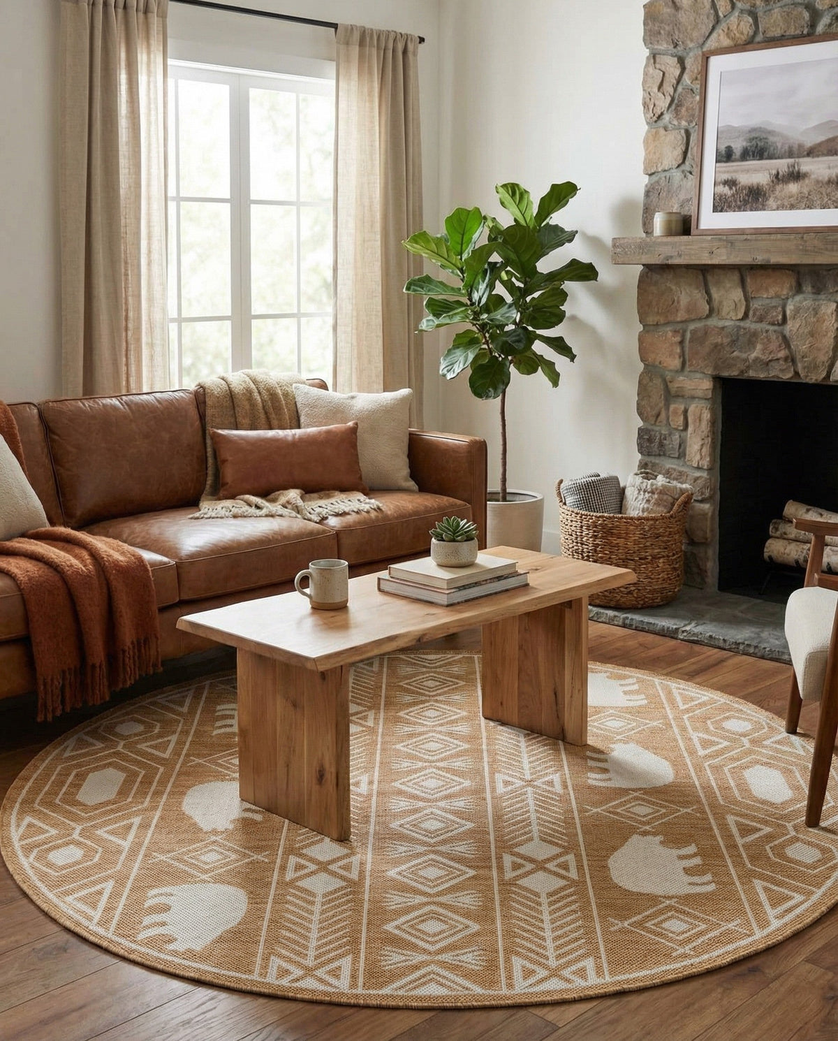 Mesa Oasis Rugs Collection Area Rug - Sundown Round Taupe  lifestyle 129