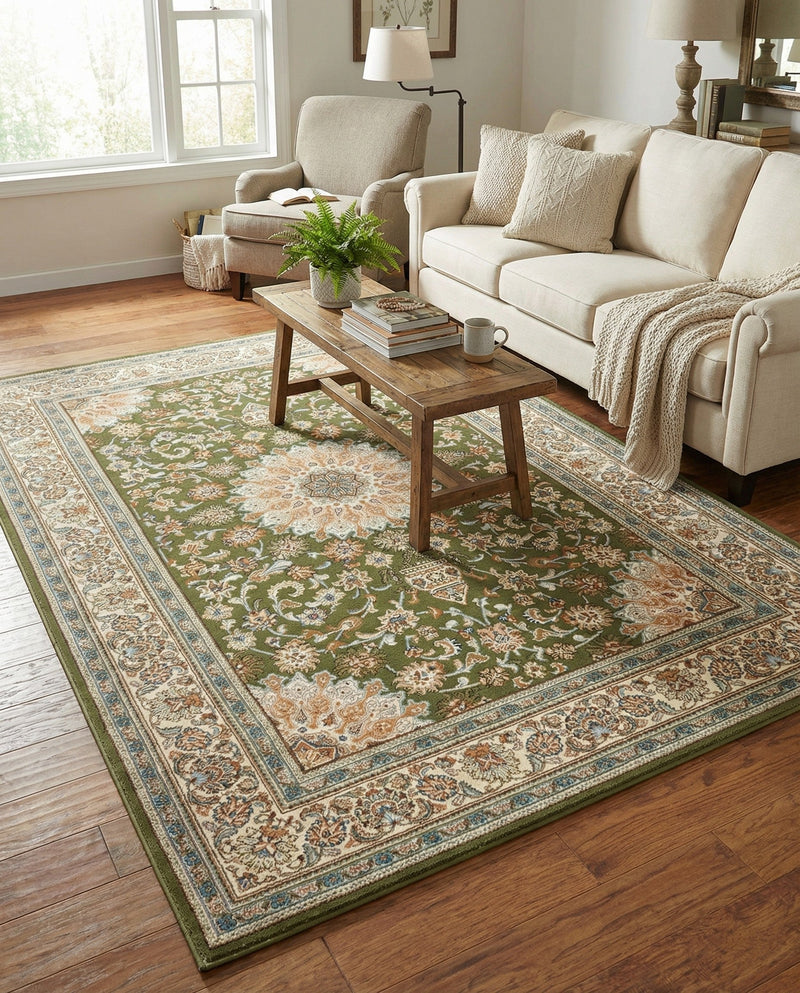 Patio Heritage Collection Area Rug -  Bower Rectangle Green  lifestyle 49