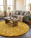 Berber Lattice Shag Collection Area Rug - Atlas (Yellow) Round Yellow  lifestyle 27