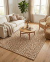 Savannah Threads Collection Area Rug -  Thar Rectangle Light Brown and Ivory  lifestyle 34