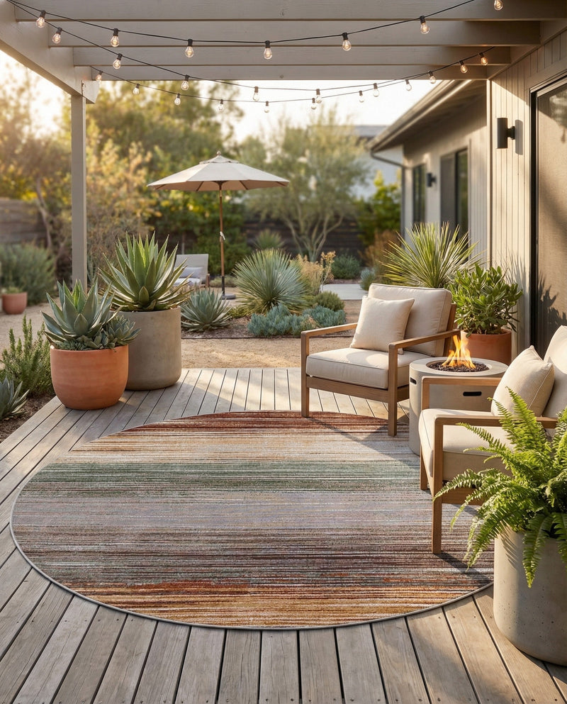 Urban Terrace Collection Area Rug -  Corsica Round Multi  lifestyle 53