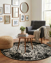 Cascade Range Collection Area Rug -  Shasta (Black and White) Round Black and White  lifestyle 70